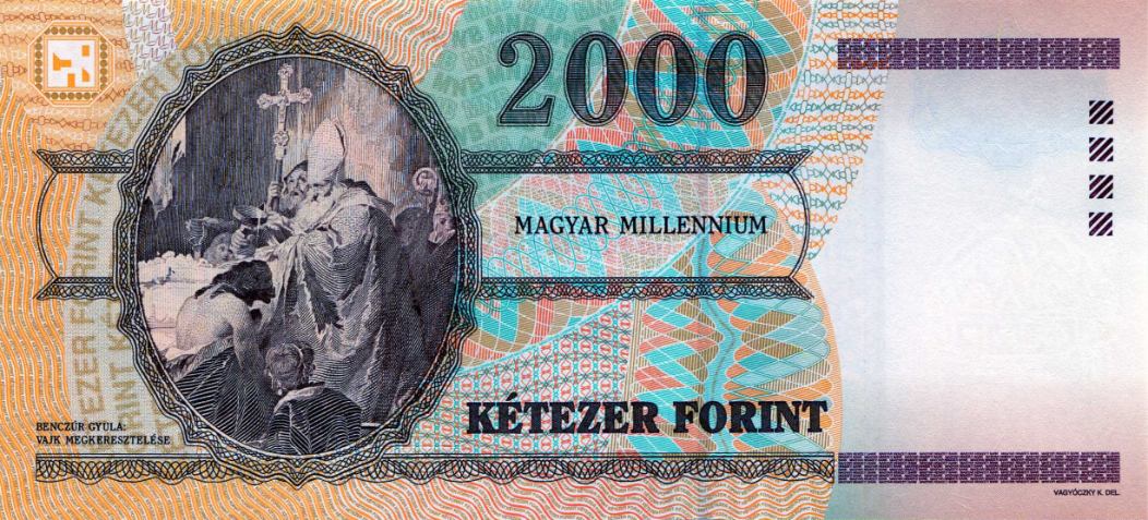 Millenniumi 2000 forintos emlékbankjegy hátoldal, Benczúr Gyula: Vajk megkeresztelése
